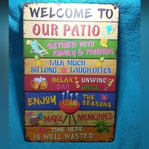 Colorful Patio Welcome Sign metal